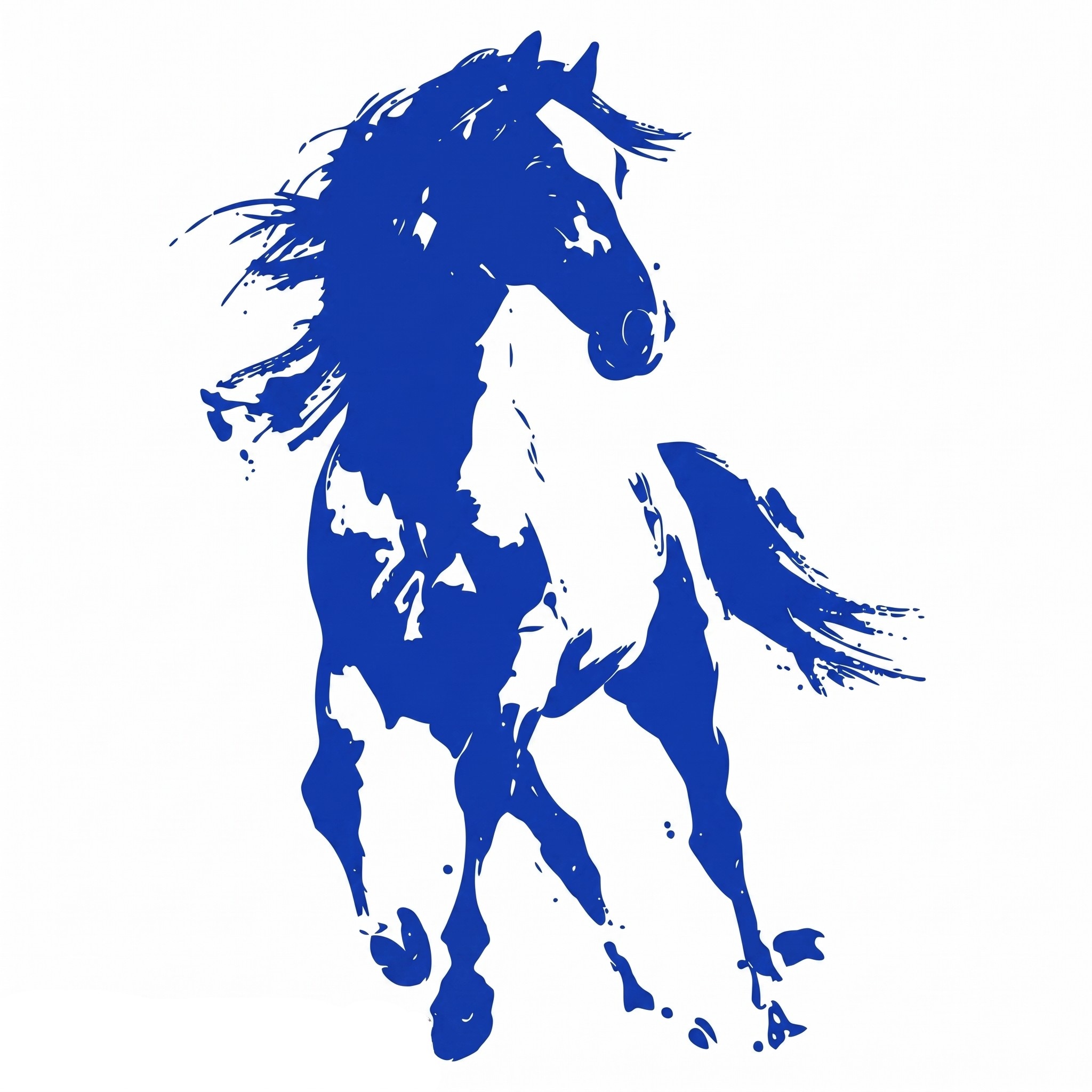 Caballo azul al galope